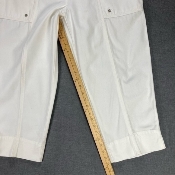 Lauren Ralph Lauren Cropped Pants Womens Sz 6 White Pocket Zip Drawstring Cargo - Picture 10 of 11